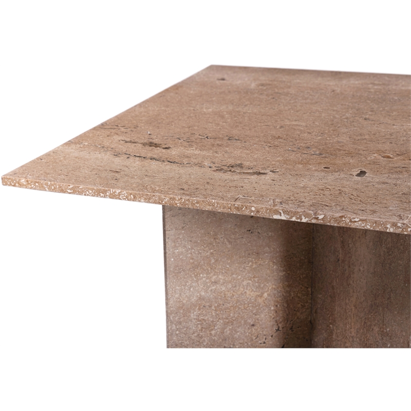 Bowery Hill Contemporary Handcrafted Genuine Travertine Beige Dining Table