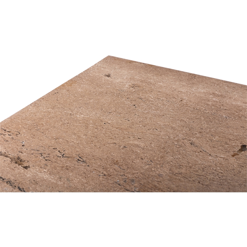 Bowery Hill Contemporary Handcrafted Genuine Travertine Beige Dining Table