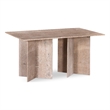 Bowery Hill Contemporary Handcrafted Genuine Travertine Beige Dining Table