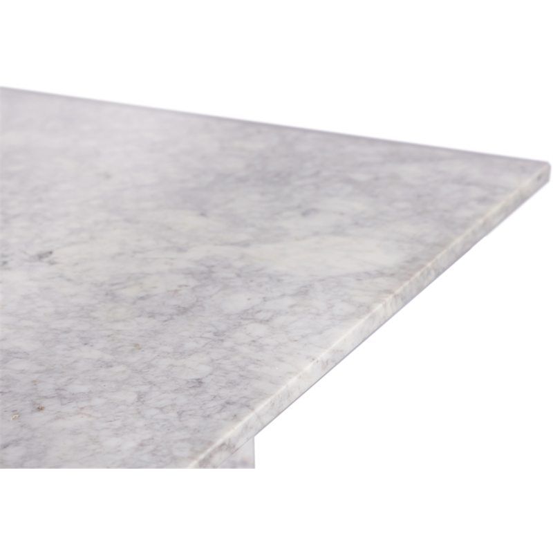 Bowery Hill Contemporary Handcrafted Genuine Marble White Dining Table