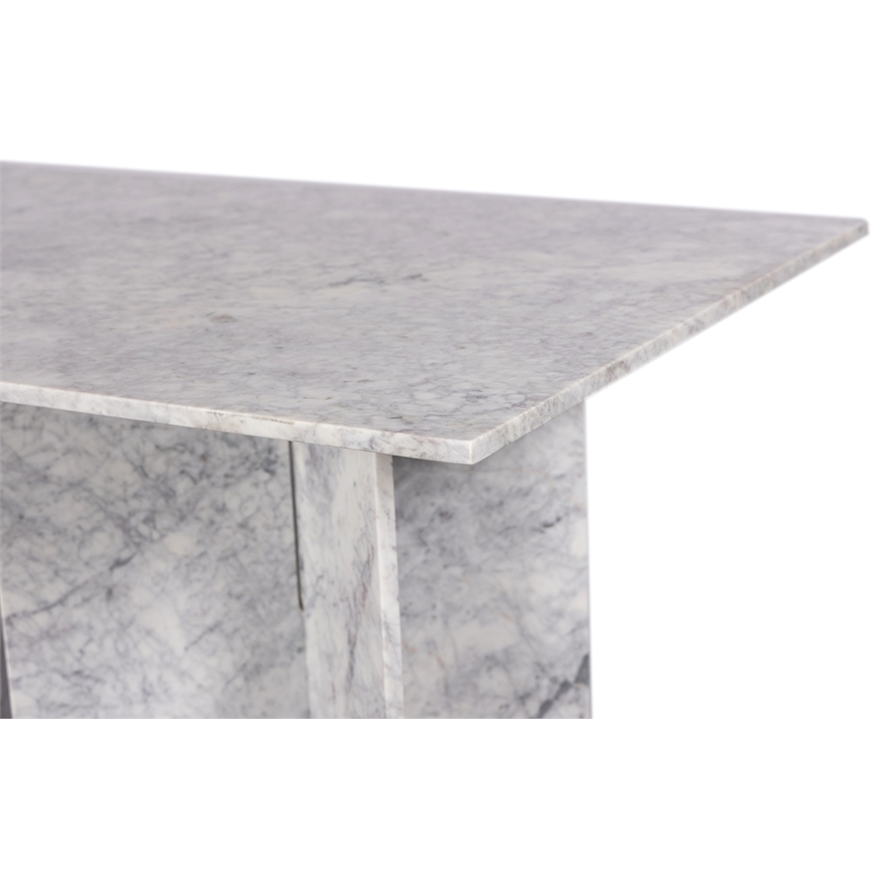 Bowery Hill Contemporary Handcrafted Genuine Marble White Dining Table