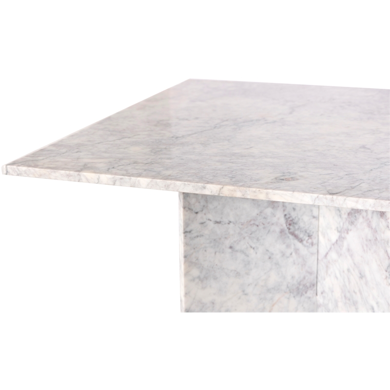 Bowery Hill Contemporary Handcrafted Genuine Marble White Dining Table