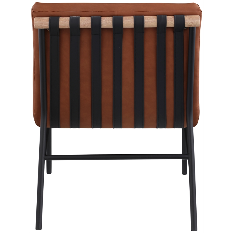 Bowery Hill Contemporary Soft Cognac Vegan Leather Accent Chair