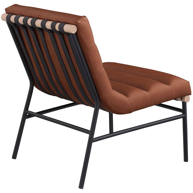 Bowery Hill Contemporary Soft Cognac Vegan Leather Accent Chair