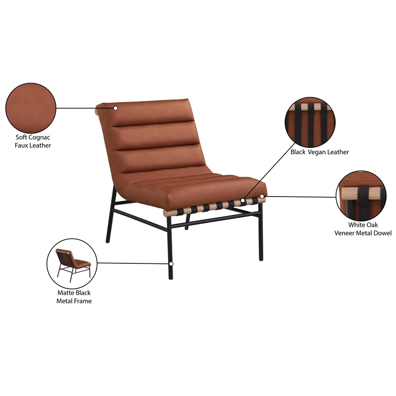 Bowery Hill Contemporary Soft Cognac Vegan Leather Accent Chair