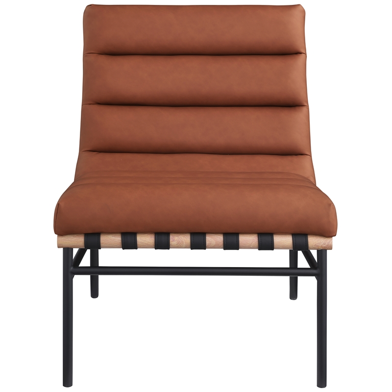Bowery Hill Contemporary Soft Cognac Vegan Leather Accent Chair