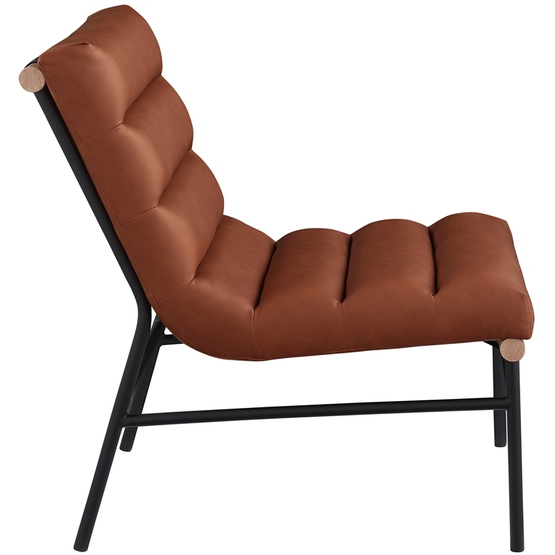 Bowery Hill Contemporary Soft Cognac Vegan Leather Accent Chair