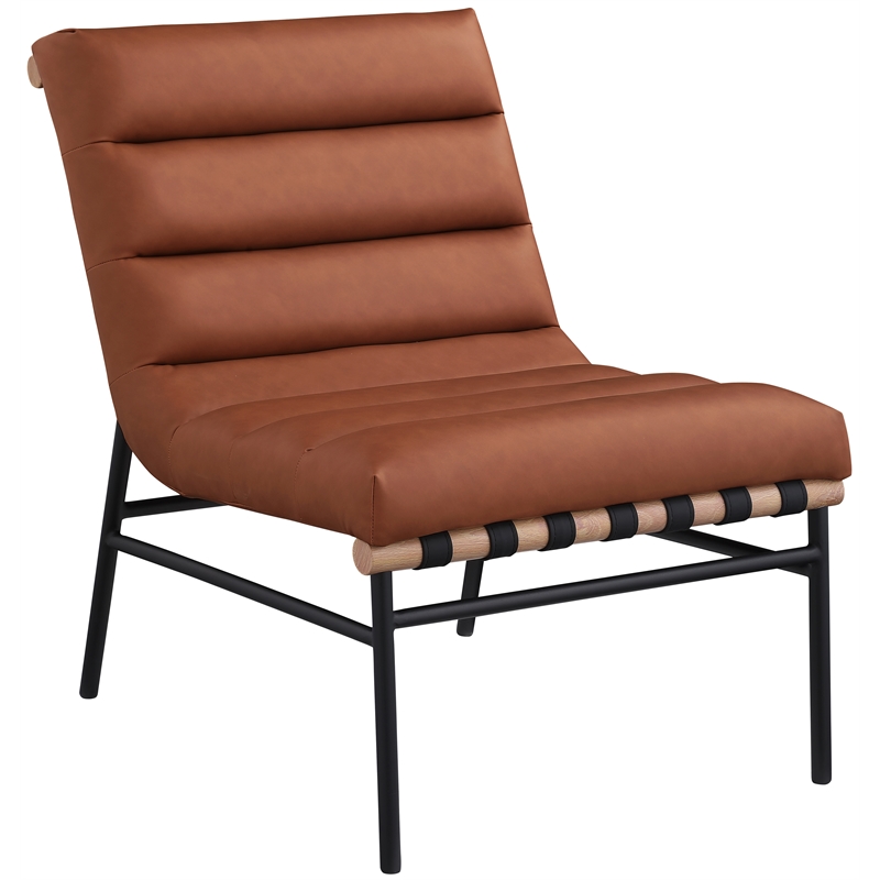 Bowery Hill Contemporary Soft Cognac Vegan Leather Accent Chair