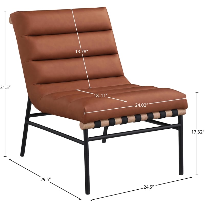 Bowery Hill Contemporary Soft Cognac Vegan Leather Accent Chair