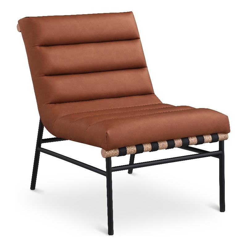 Bowery Hill Contemporary Soft Cognac Vegan Leather Accent Chair