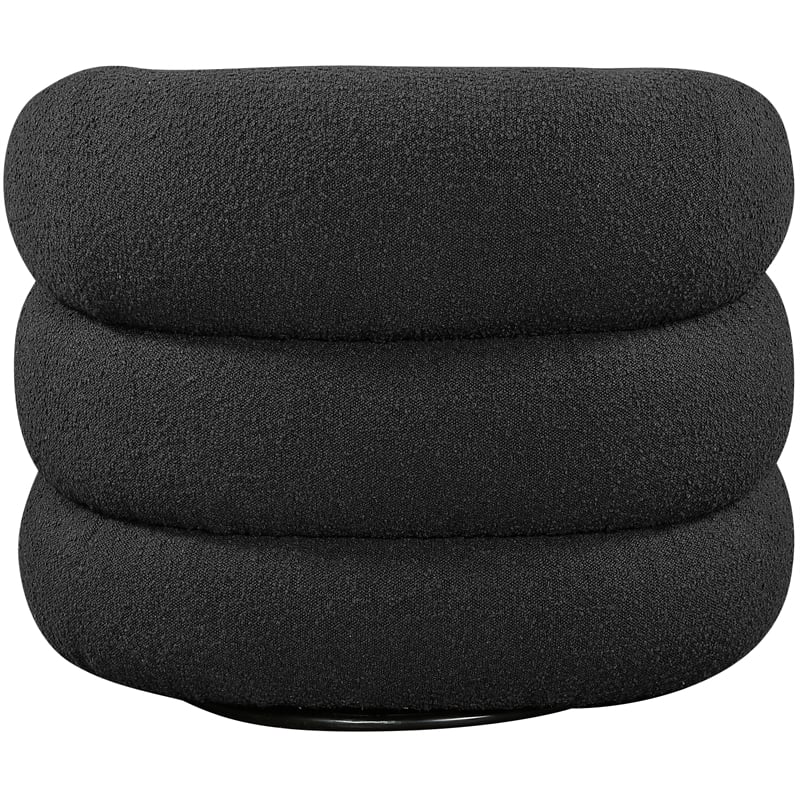 Bowery Hill Contemporary Black Boucle Fabric Swivel Accent Chair