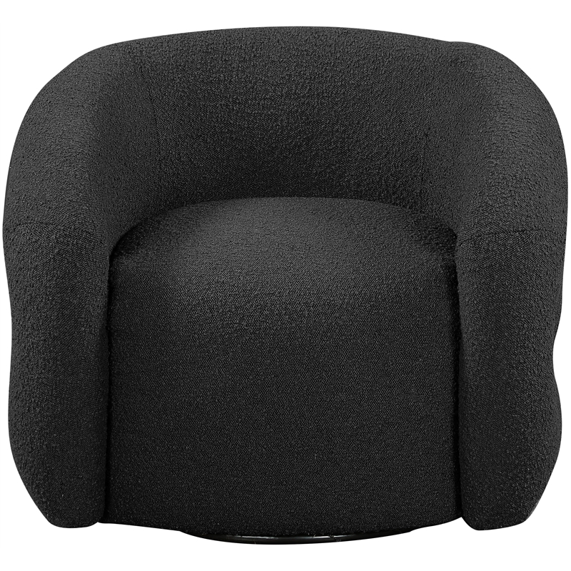 Bowery Hill Contemporary Black Boucle Fabric Swivel Accent Chair