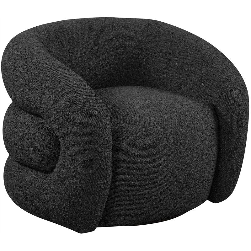 Bowery Hill Contemporary Black Boucle Fabric Swivel Accent Chair