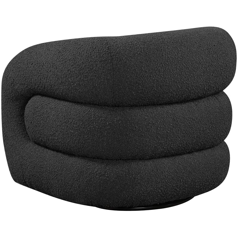 Bowery Hill Contemporary Black Boucle Fabric Swivel Accent Chair