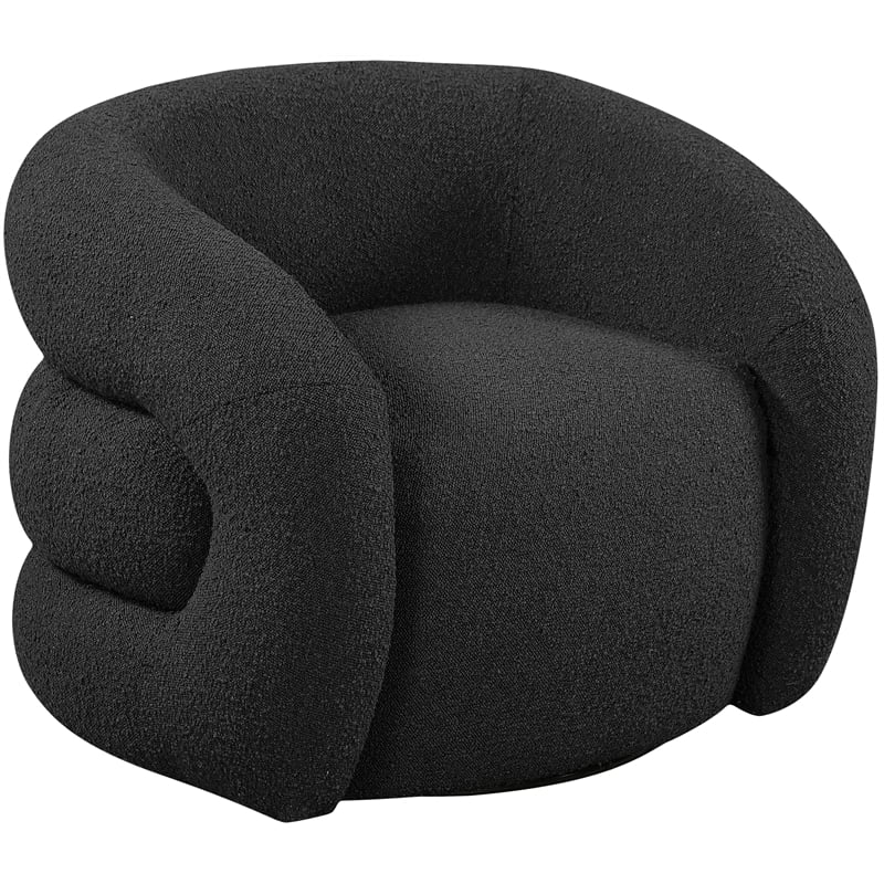 Bowery Hill Contemporary Black Boucle Fabric Swivel Accent Chair
