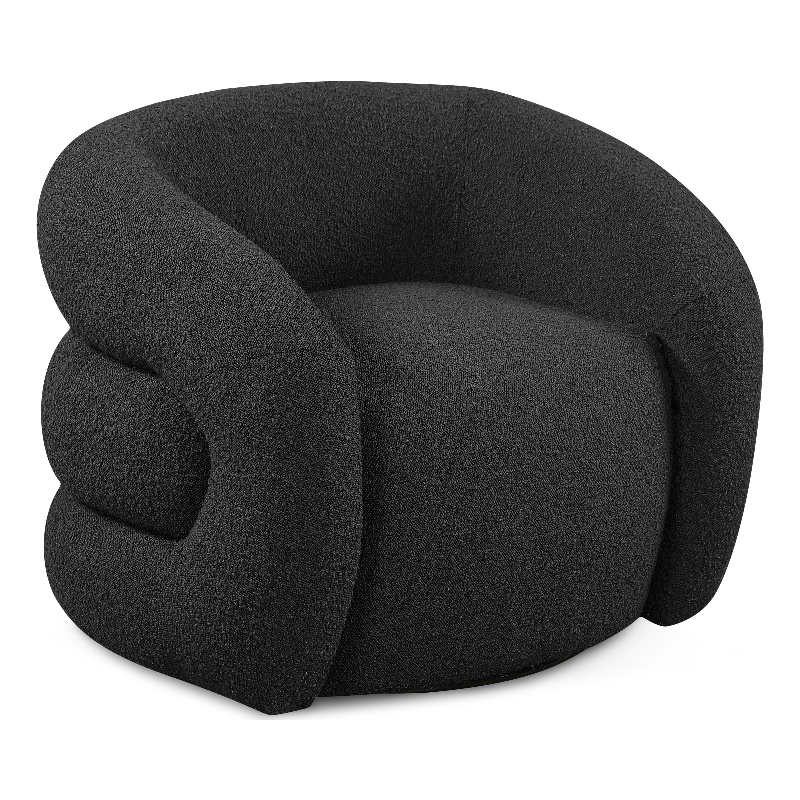 Bowery Hill Contemporary Black Boucle Fabric Swivel Accent Chair