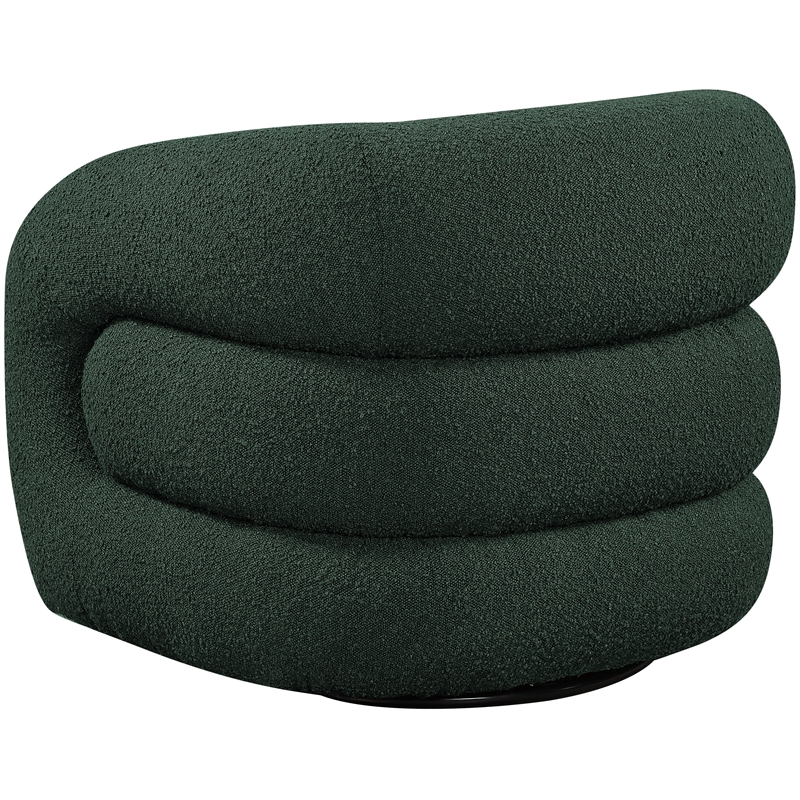 Bowery Hill Contemporary Green Boucle Fabric Swivel Accent Chair