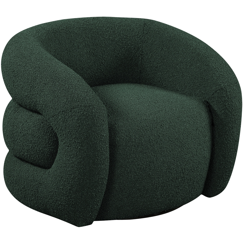 Bowery Hill Contemporary Green Boucle Fabric Swivel Accent Chair