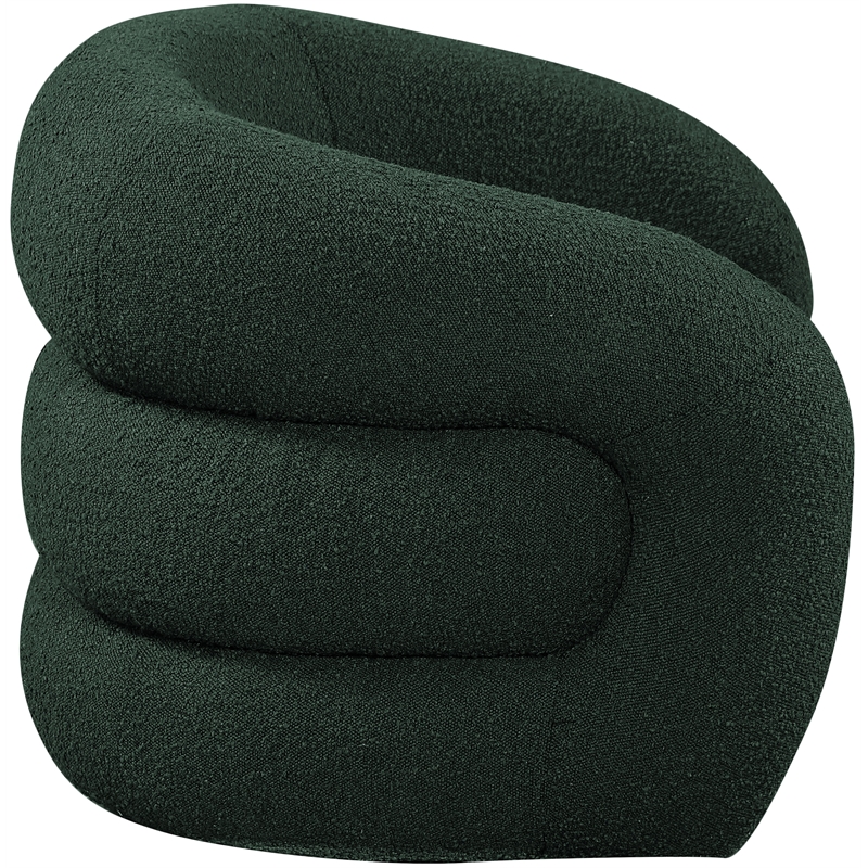 Bowery Hill Contemporary Green Boucle Fabric Swivel Accent Chair
