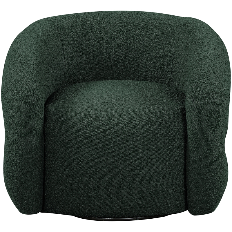 Bowery Hill Contemporary Green Boucle Fabric Swivel Accent Chair
