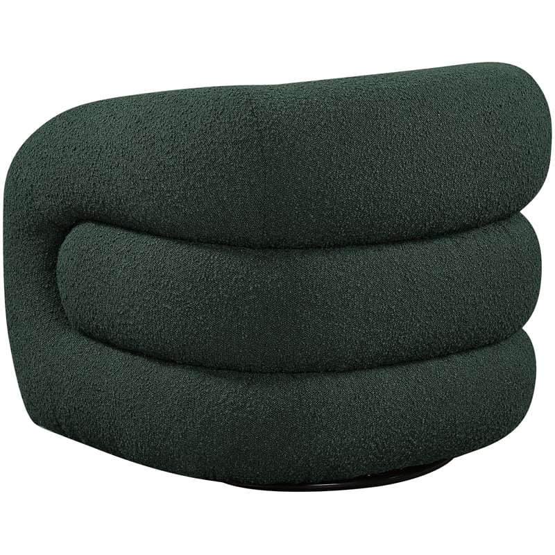 Bowery Hill Contemporary Green Boucle Fabric Swivel Accent Chair