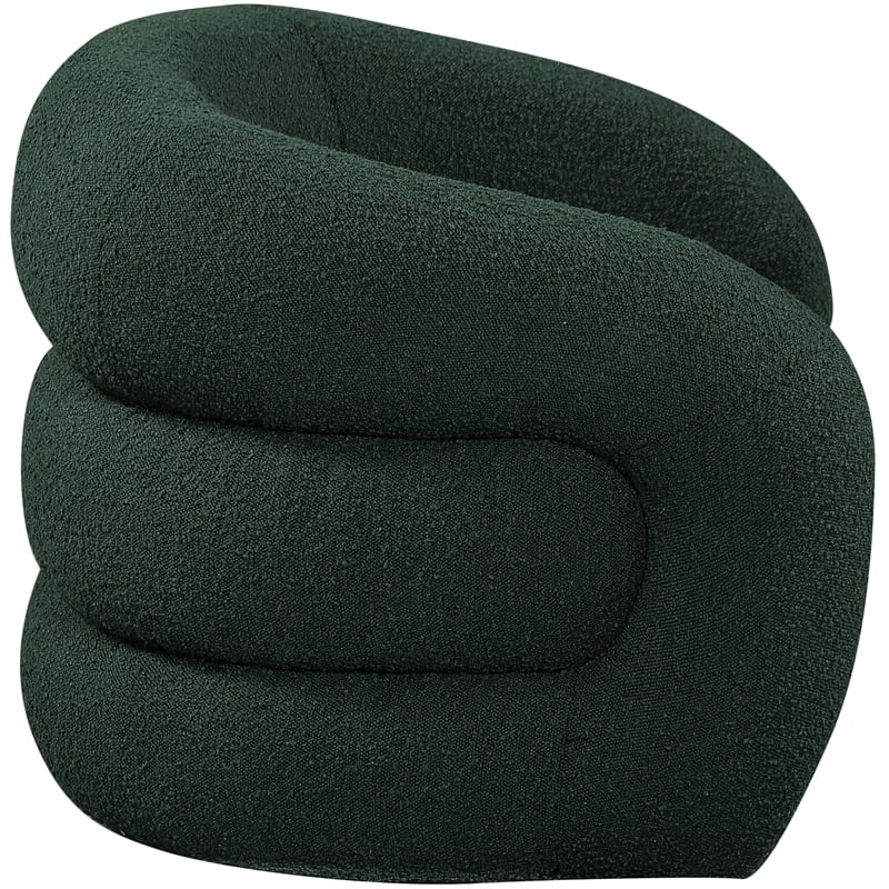 Bowery Hill Contemporary Green Boucle Fabric Swivel Accent Chair
