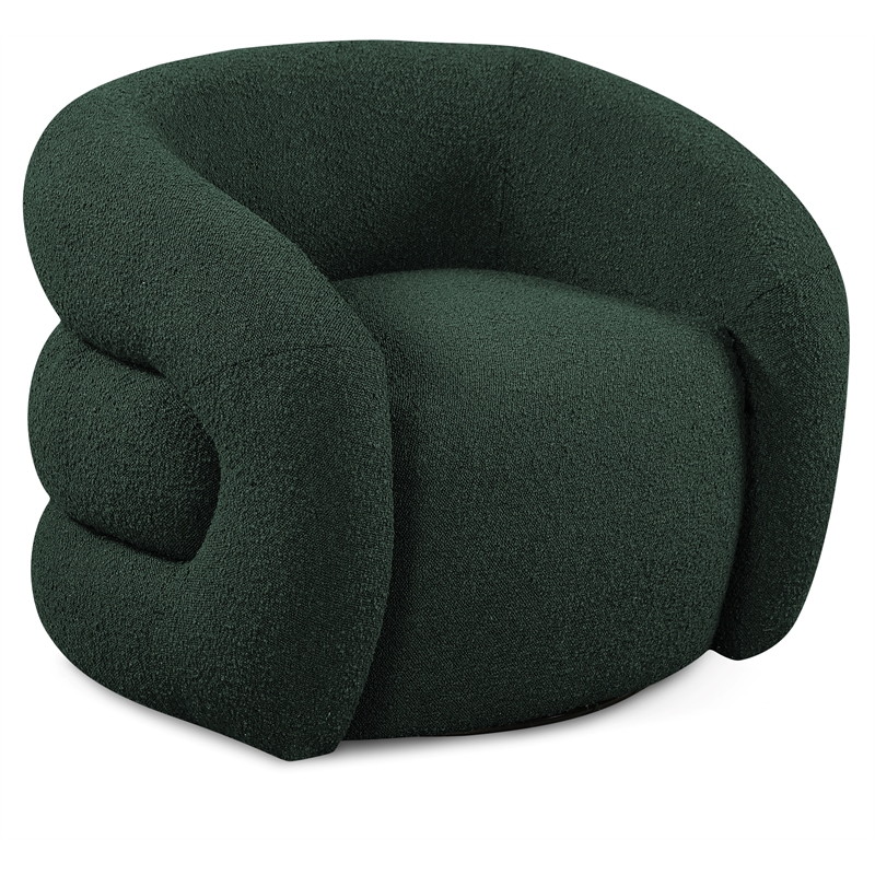 Bowery Hill Contemporary Green Boucle Fabric Swivel Accent Chair