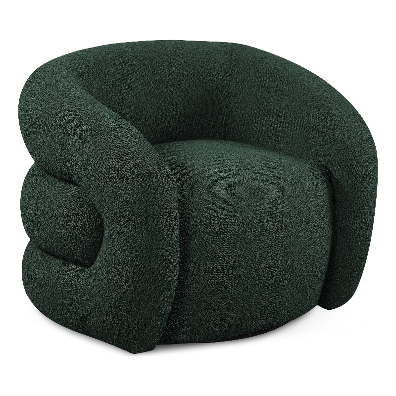 Bowery Hill Contemporary Green Boucle Fabric Swivel Accent Chair