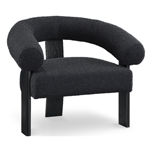 Bowery Hill Contemporary Rich Black Boucle Fabric Accent Chair