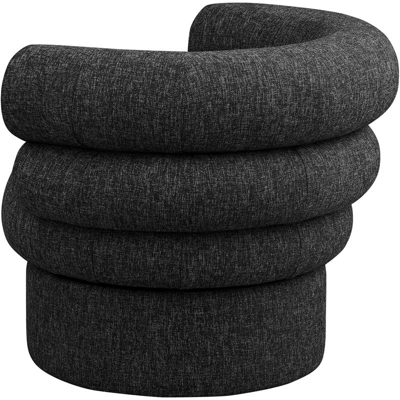 Bowery Hill Upholstered Black Linen Textured Fabric Accent Swivel Chair