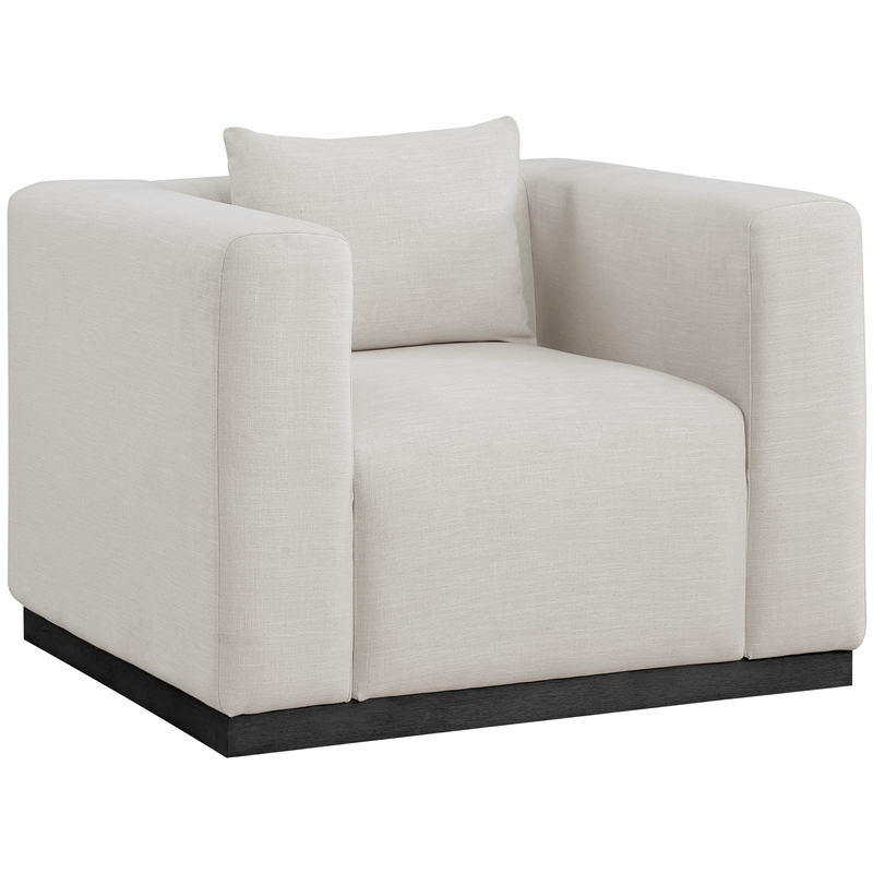 Bowery Hill Contemporary Rich Beige Linen Textured Fabic Chair