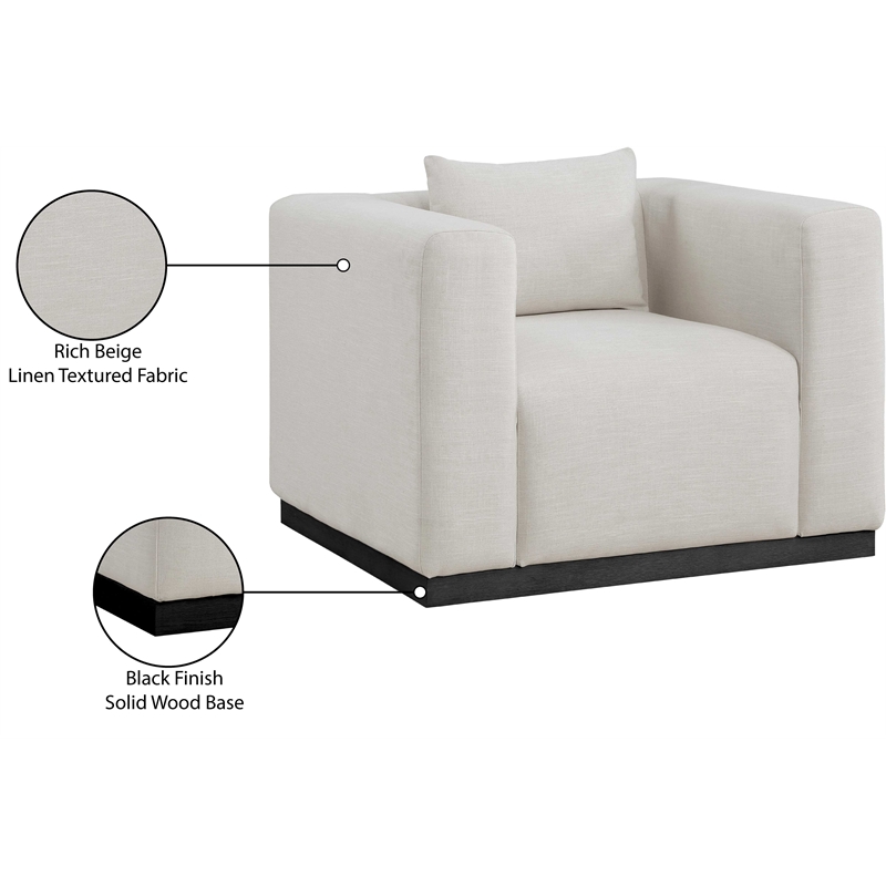 Bowery Hill Contemporary Rich Beige Linen Textured Fabic Chair