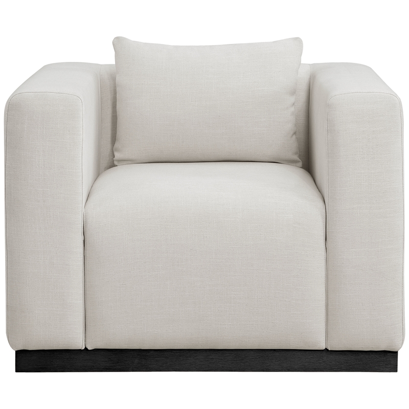 Bowery Hill Contemporary Rich Beige Linen Textured Fabic Chair