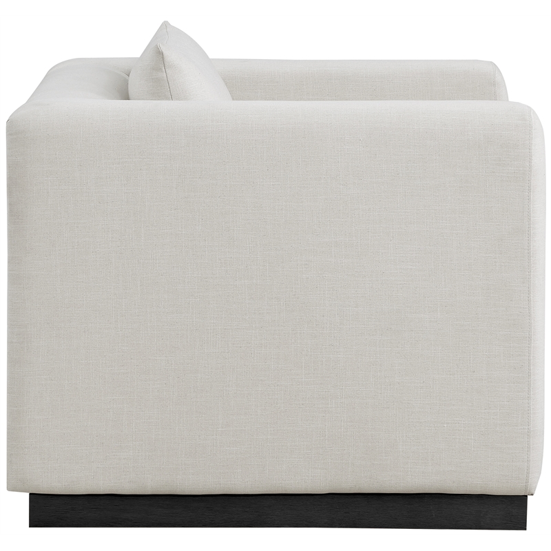 Bowery Hill Contemporary Rich Beige Linen Textured Fabic Chair
