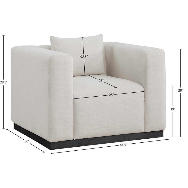 Bowery Hill Contemporary Rich Beige Linen Textured Fabic Chair