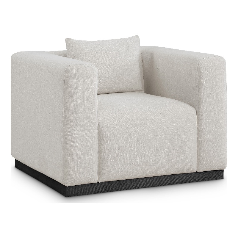 Bowery Hill Contemporary Rich Beige Linen Textured Fabic Chair