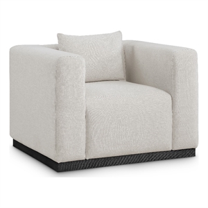 Bowery Hill Contemporary Rich Beige Linen Textured Fabic Chair