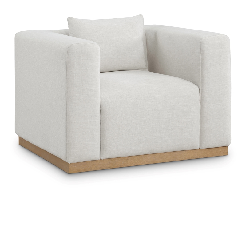 Bowery Hill Contemporary Rich Cream Linen Textured Fabic Chair
