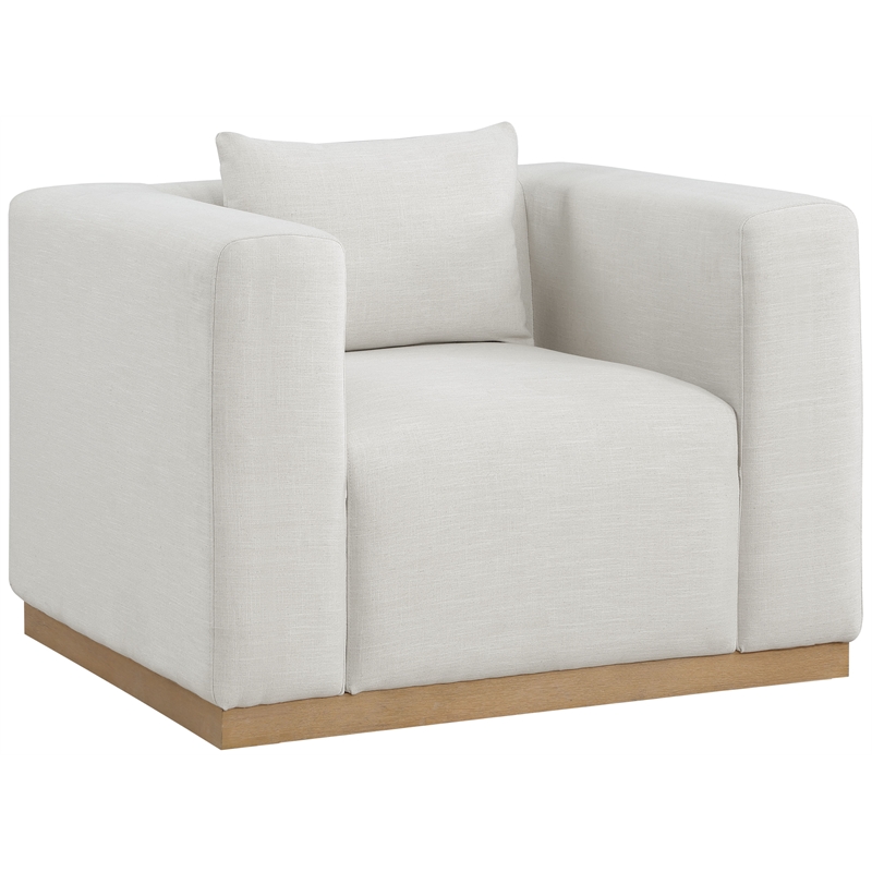 Bowery Hill Contemporary Rich Cream Linen Textured Fabic Chair