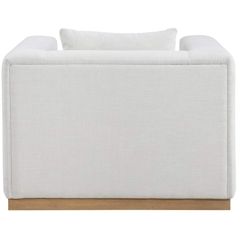 Bowery Hill Contemporary Rich Cream Linen Textured Fabic Chair
