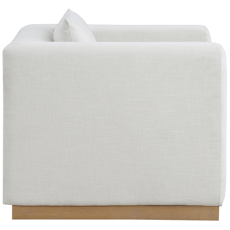 Bowery Hill Contemporary Rich Cream Linen Textured Fabic Chair