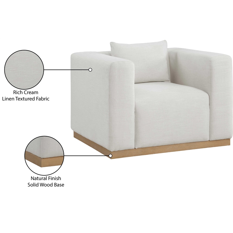 Bowery Hill Contemporary Rich Cream Linen Textured Fabic Chair