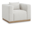 Bowery Hill Contemporary Rich Cream Linen Textured Fabic Chair