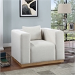 Bowery Hill Contemporary Rich Cream Linen Textured Fabic Chair