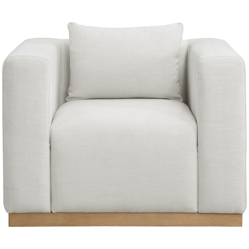 Bowery Hill Contemporary Rich Cream Linen Textured Fabic Chair