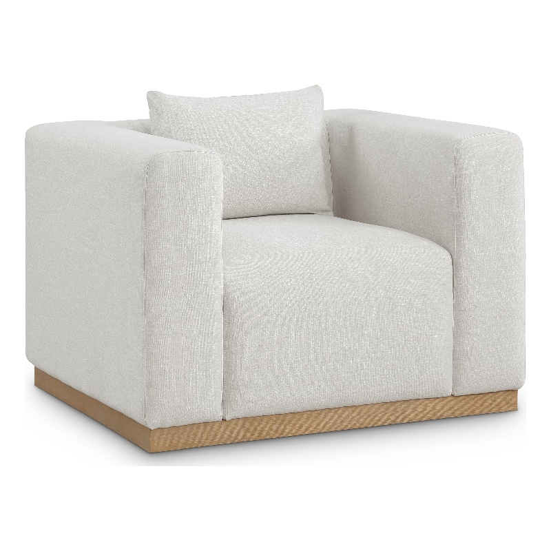Bowery Hill Contemporary Rich Cream Linen Textured Fabic Chair