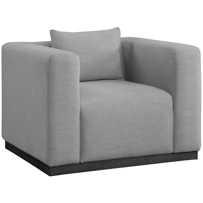 Bowery Hill Contemporary Rich Grey Linen Textured Fabic Chair