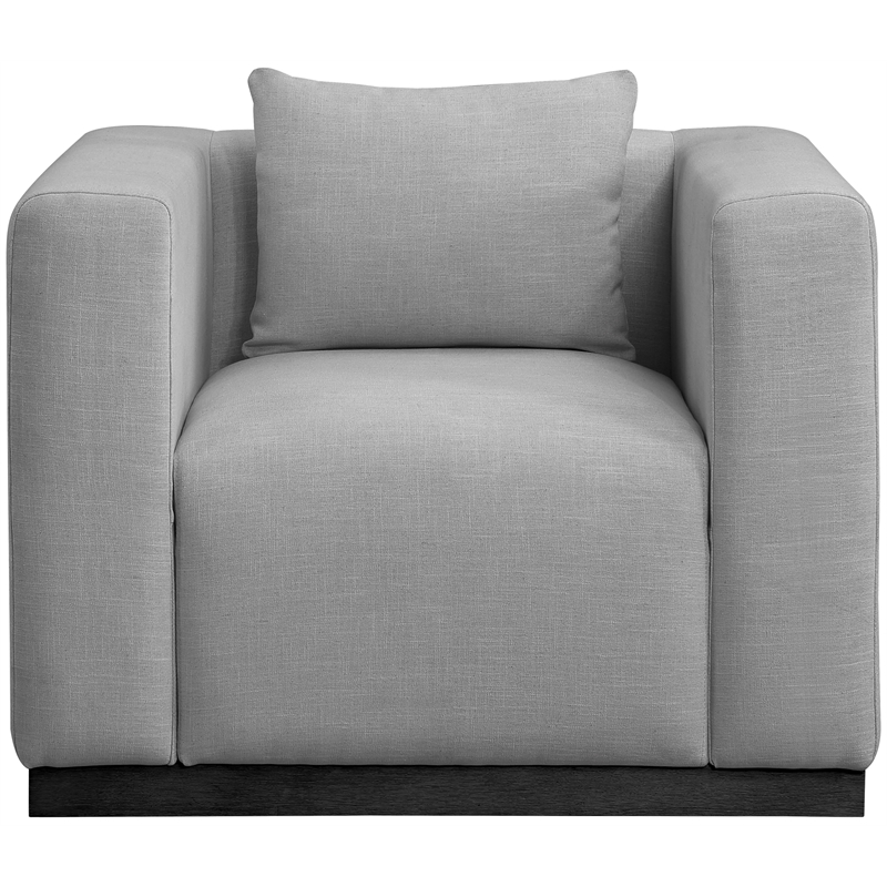 Bowery Hill Contemporary Rich Grey Linen Textured Fabic Chair