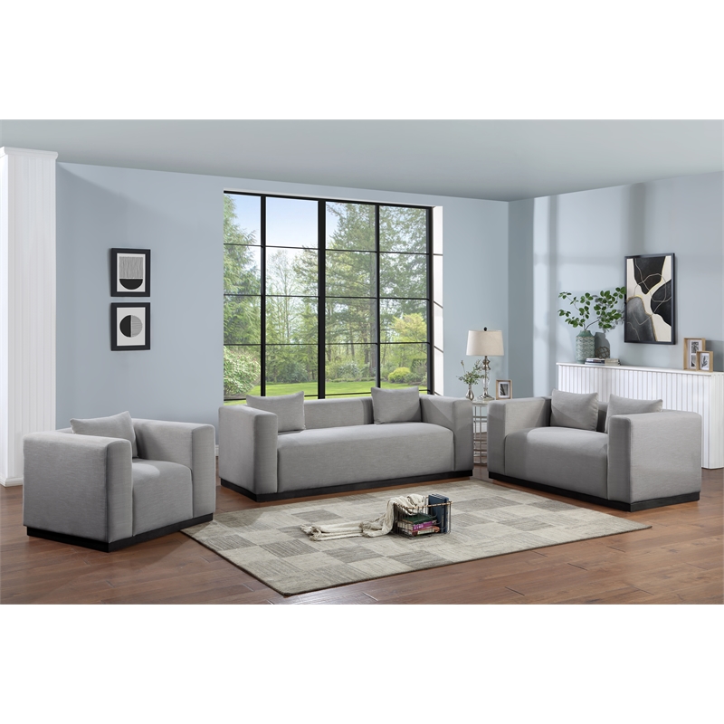 Bowery Hill Contemporary Rich Grey Linen Textured Fabic Chair