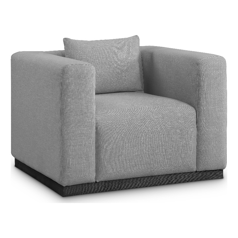 Bowery Hill Contemporary Rich Grey Linen Textured Fabic Chair